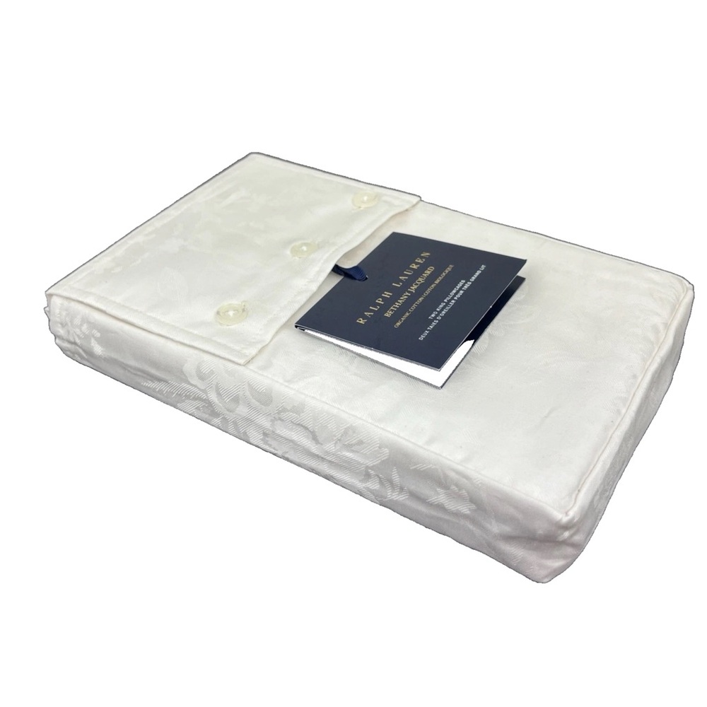 Ralph Lauren Bethany Jacquard KING Pillowcases BEIGE Floral Organic Cotton 2PC - Picture 10 of 10
